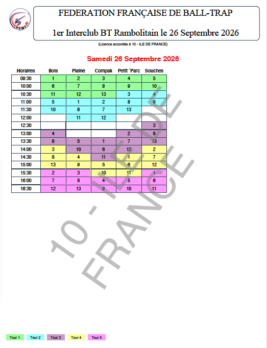 Planches et Horaires