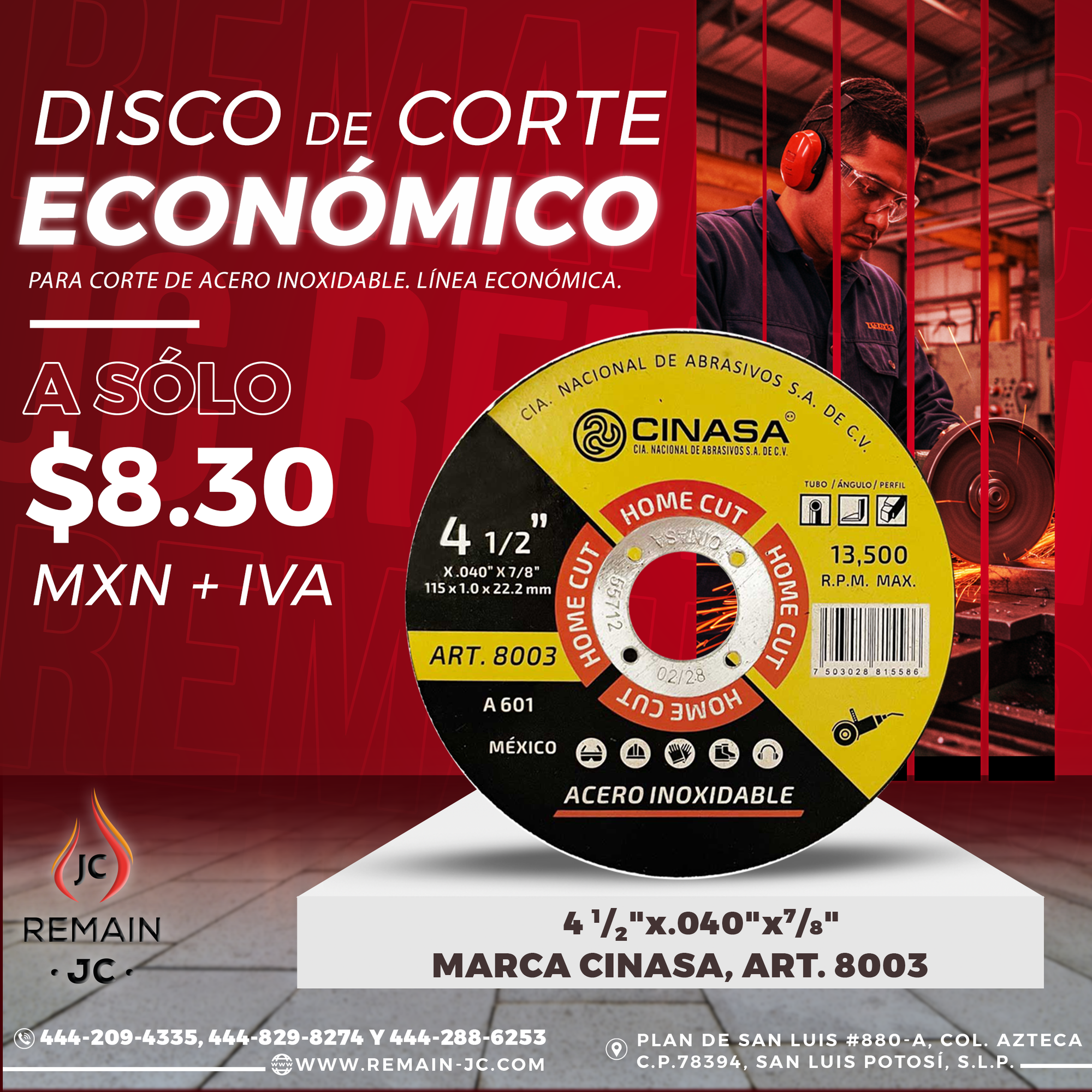 NUEVO DISCO DE CORTE CINASA LÍNEA ECONÓMICA