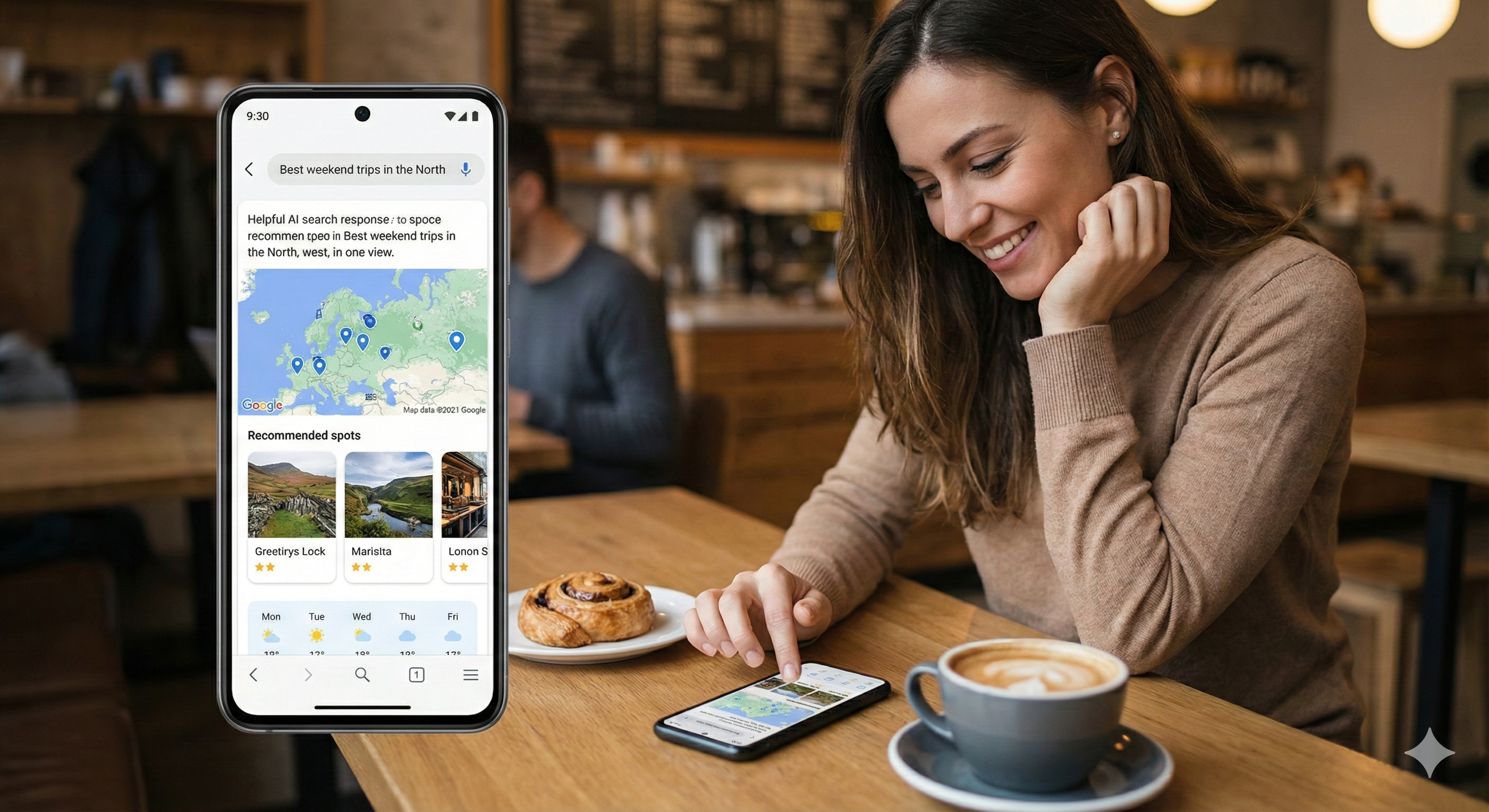 מסך סמארטפון מציג תשובה מפורטת של מנוע חיפוש AI, ללא צורך בלחיצה על קישורים נוספים