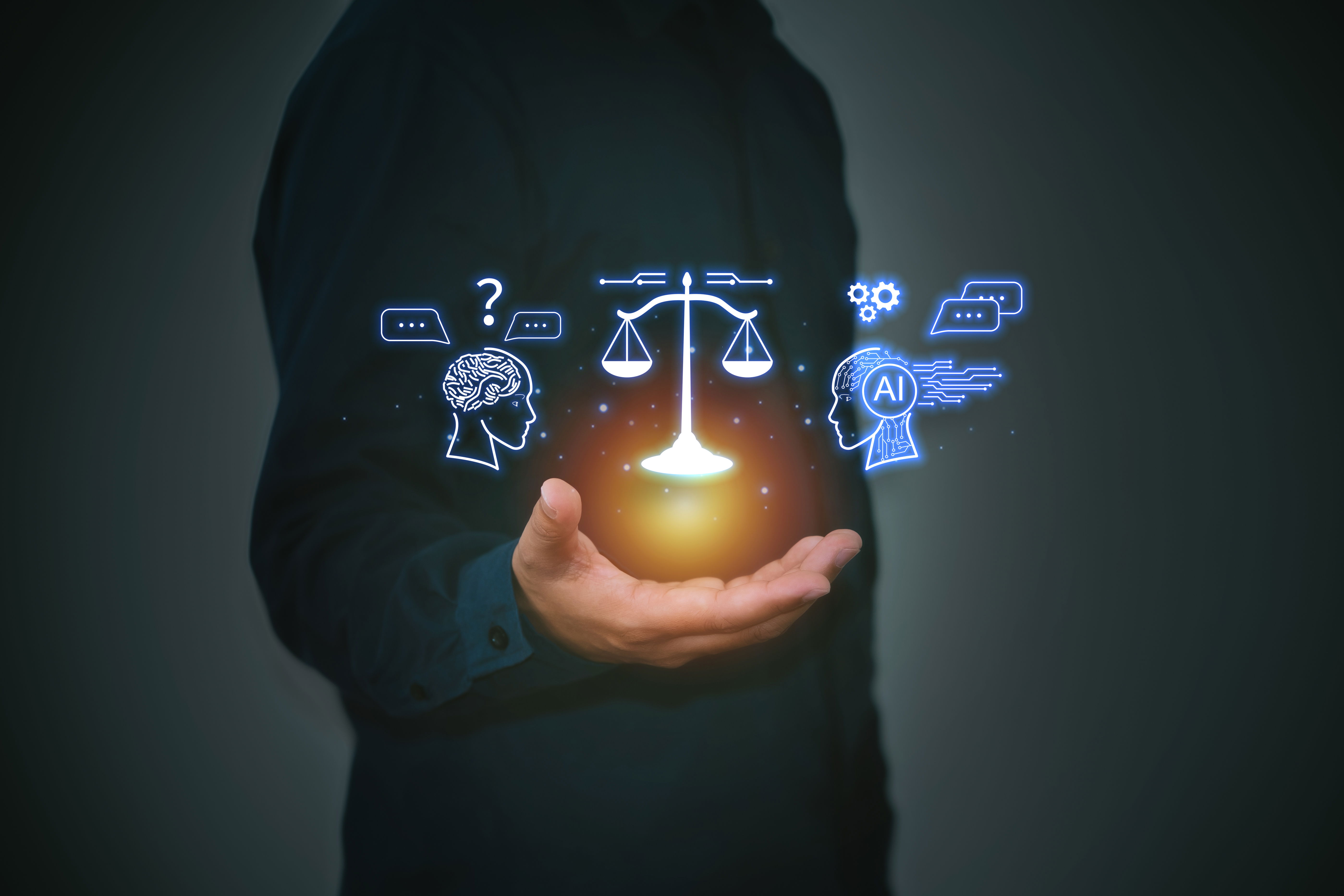 תמונה של מוזניים. צד אחד AI צד שני האדם