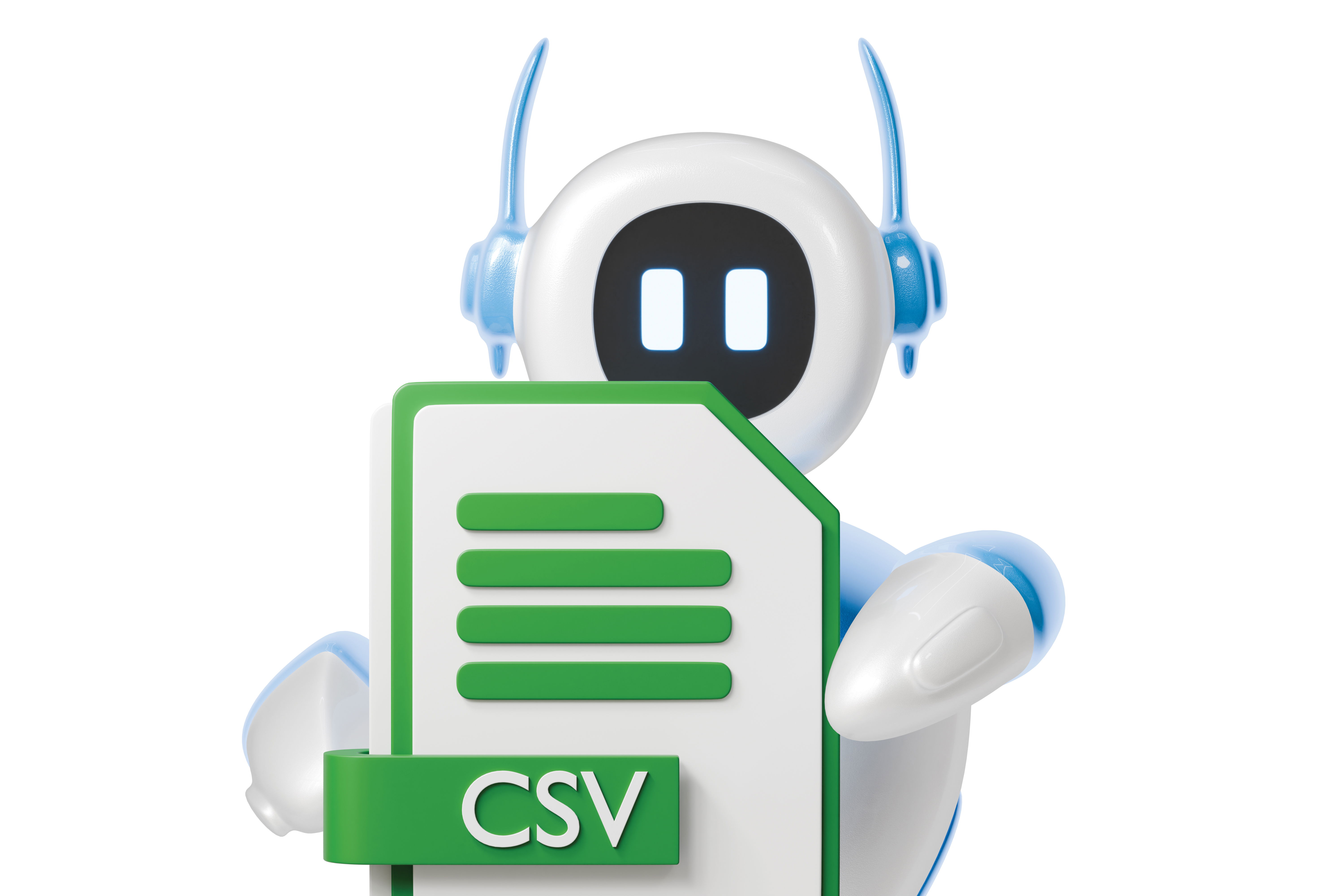 איור של רובוט מחזיק קובץ CSV 