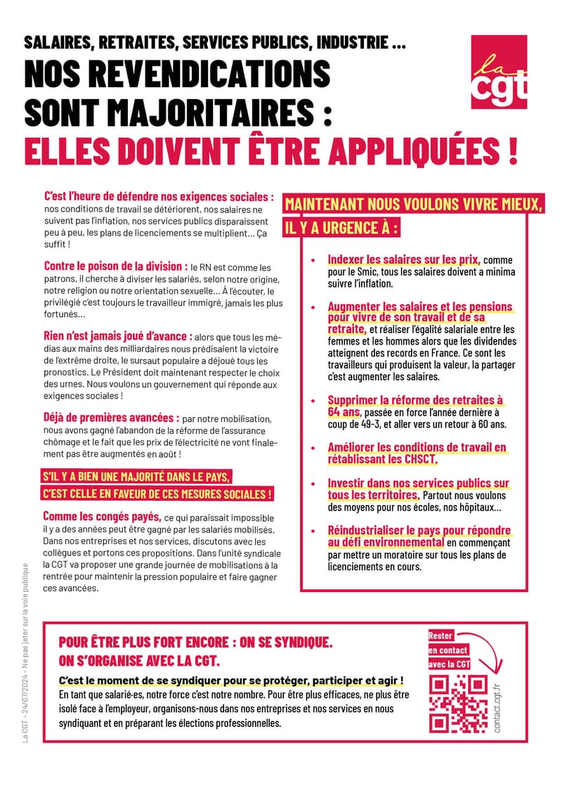 Nos revendications sont majoritaires et doivent être appliquées