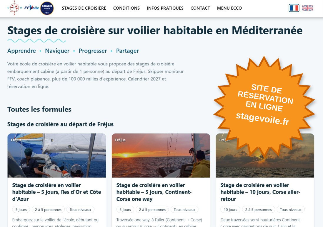 CONSULTEZ LE DETAIL DES STAGES CROISIERE ET RESERVEZ
