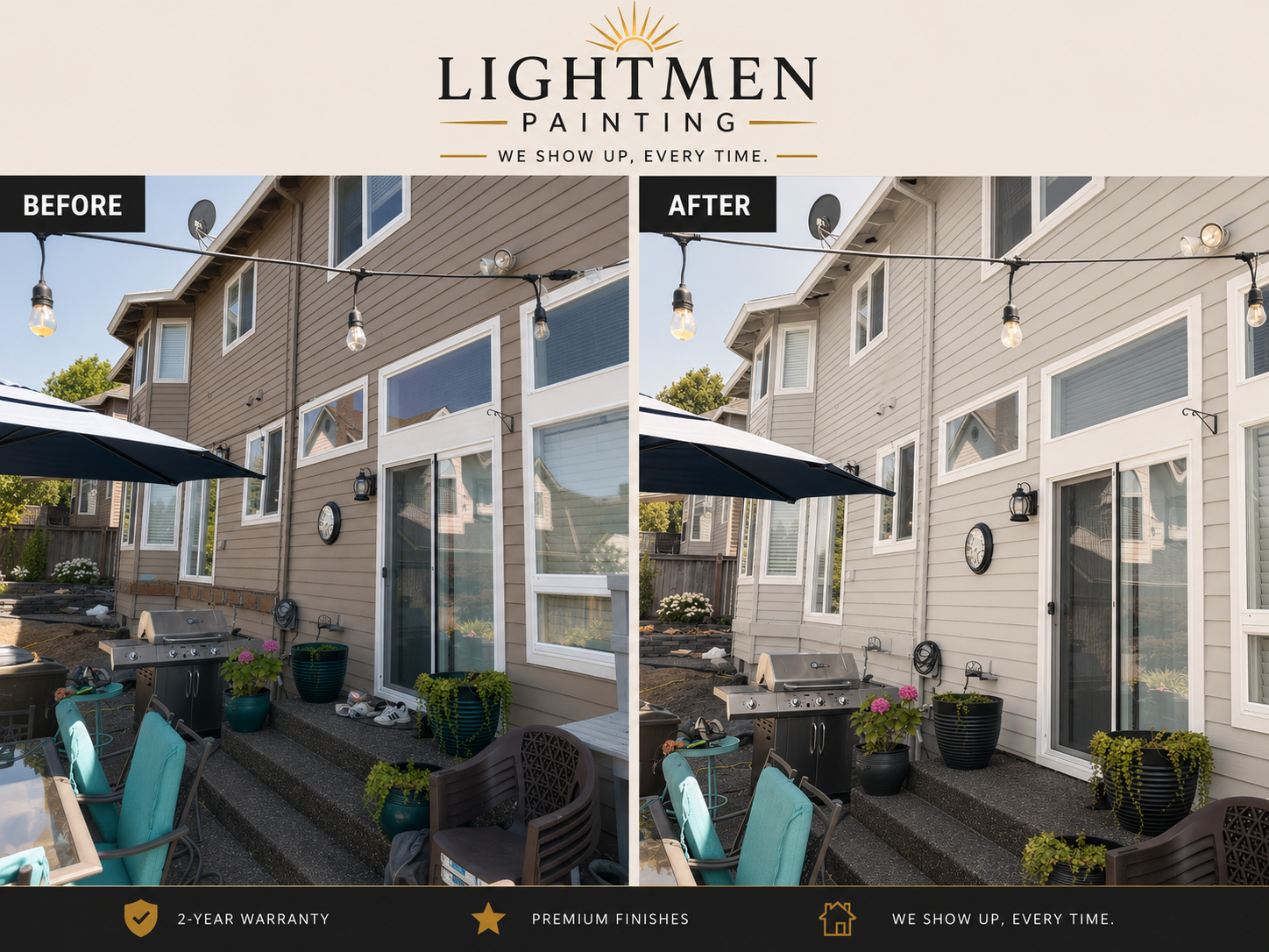 Patio Exterior Painting Before and After | Lightmen Painting