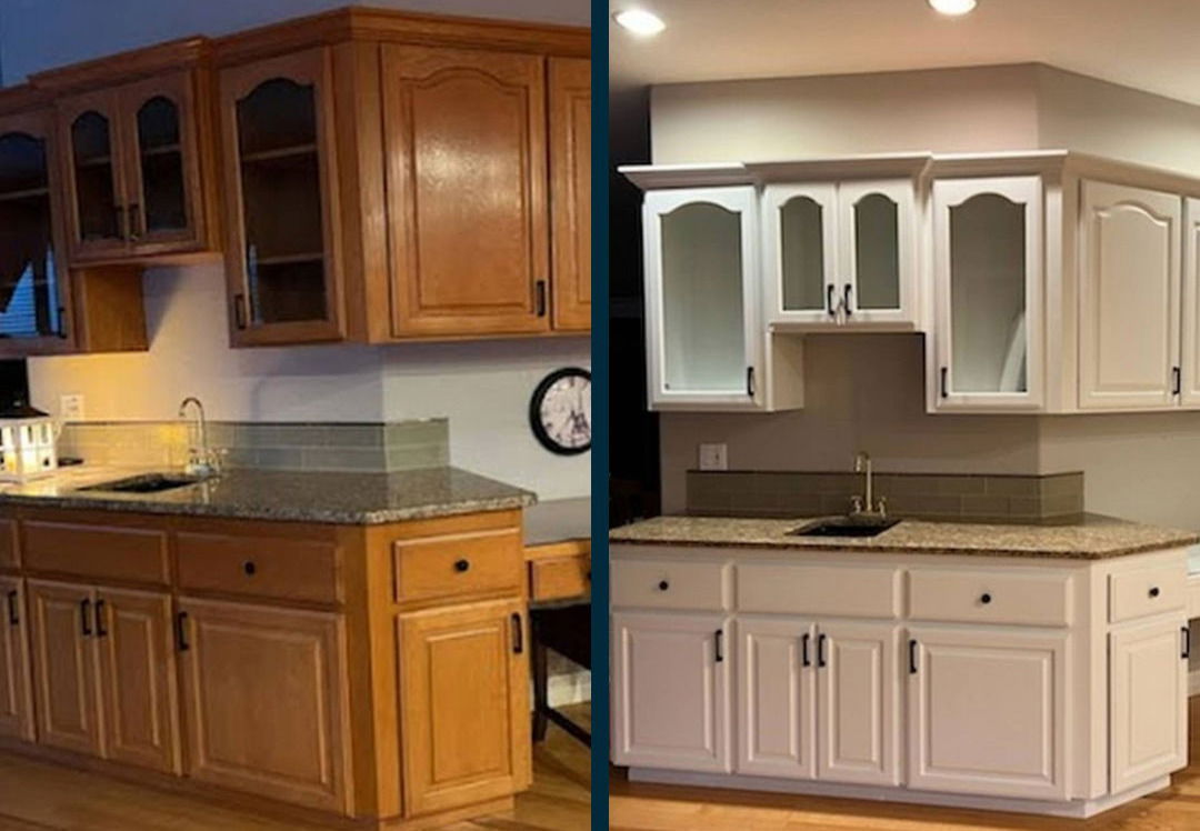 before & after cabinet refinishing portland