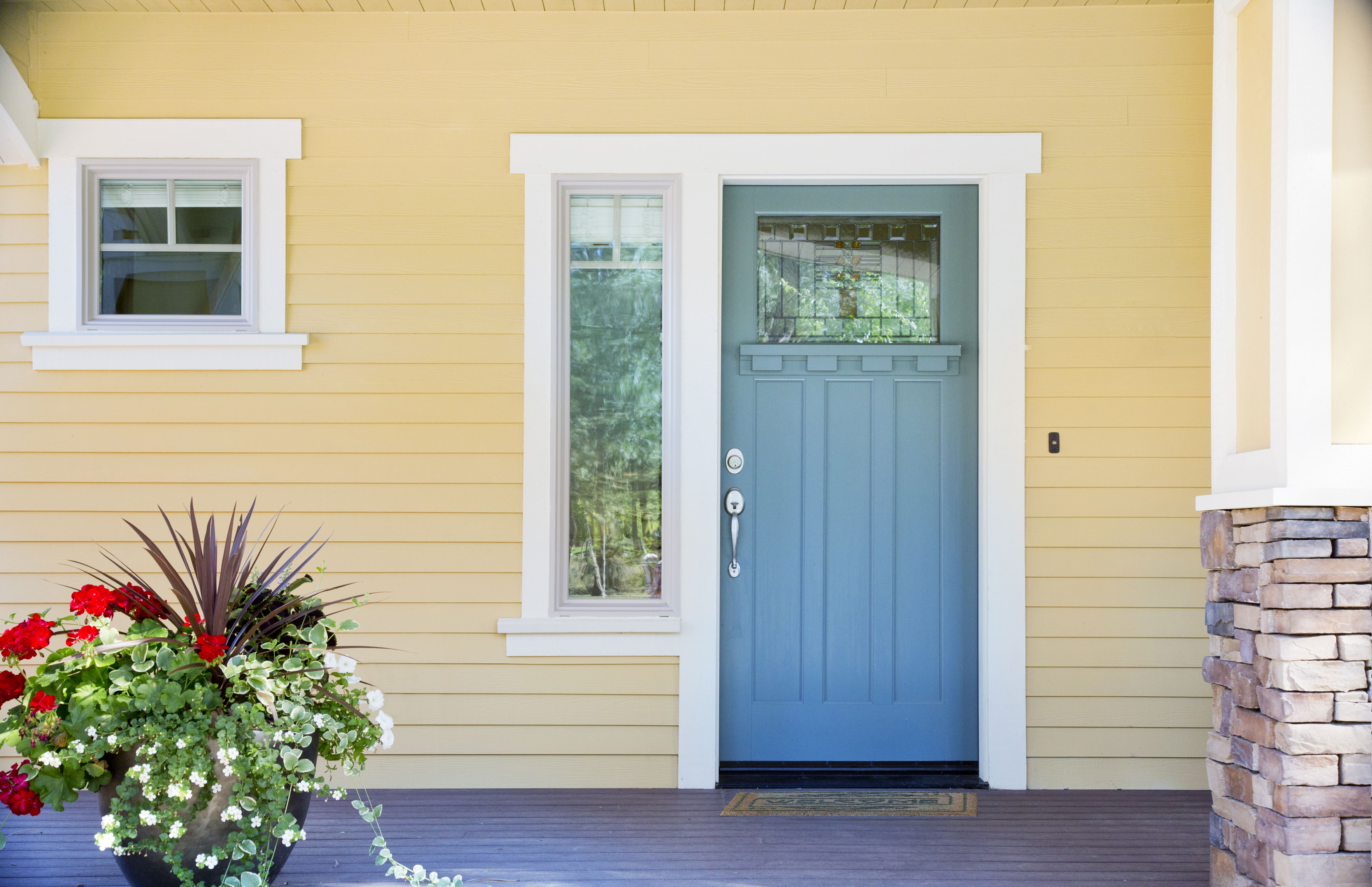 teal front door in portland oregon