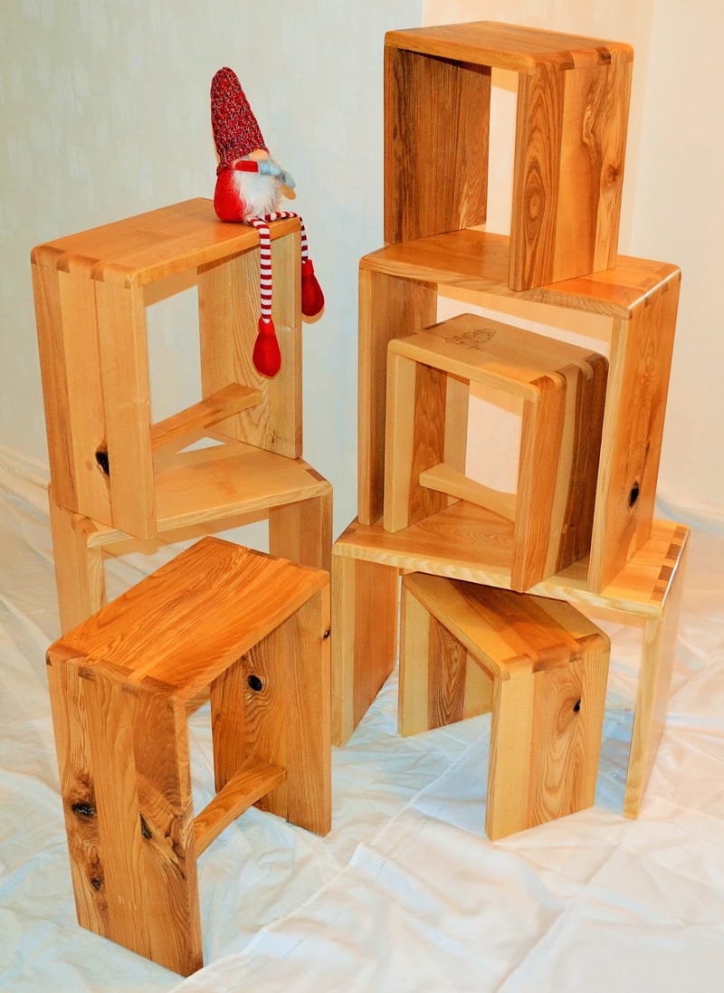 We also have shelving, clocks, stools and turned goods in stock. 