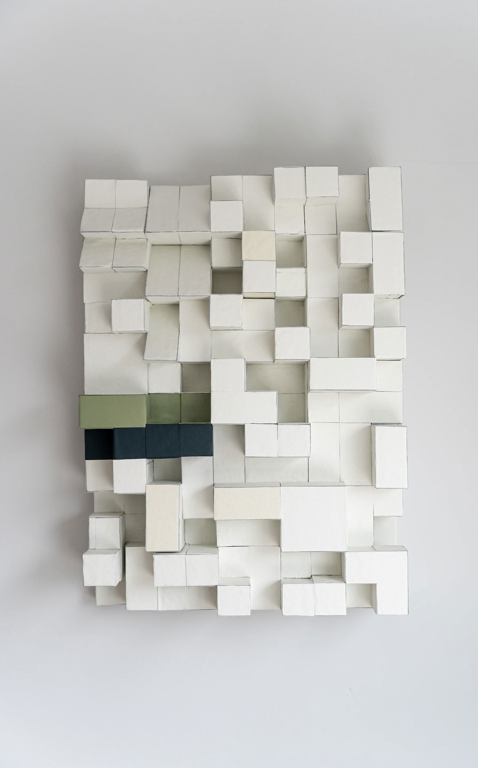 City Skyline in white, green and blue leather