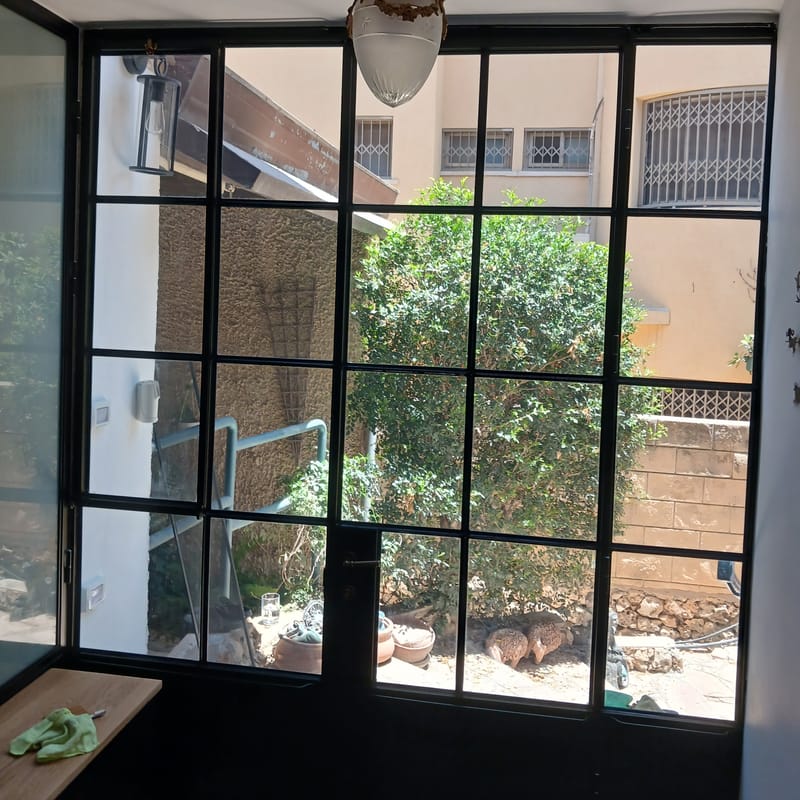 איזון מושלם בין הגנה לשקיפות: פרויקט ציפוי דלת כניסה בלגית ברעננה