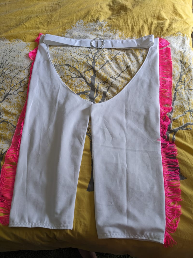 Designing & making a pair of custom chaps with matching cowboy hat, gloves & boots for the legendary Amy Zing (founder of Margate Pride & Sink the Pink)