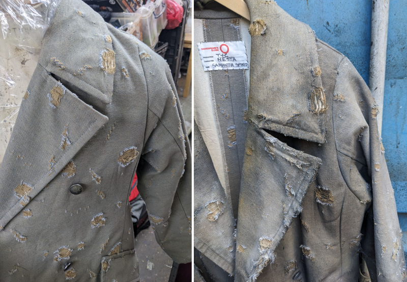 reworking pre-distressed fabric 