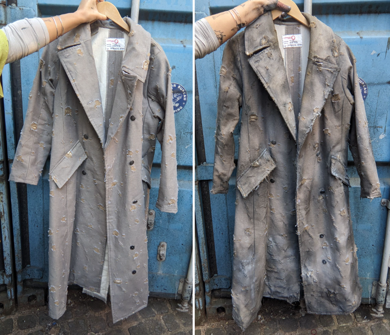 reworking pre-distressed fabric 