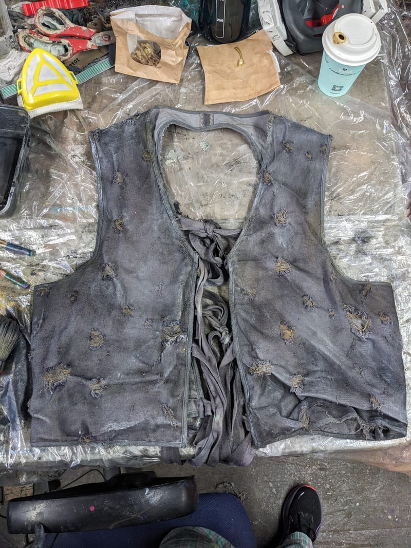 reworking pre-distressed fabric 