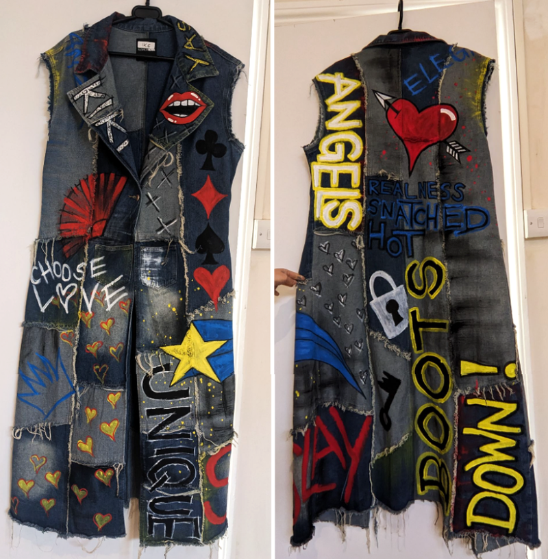 Hand-painting denim pieces
