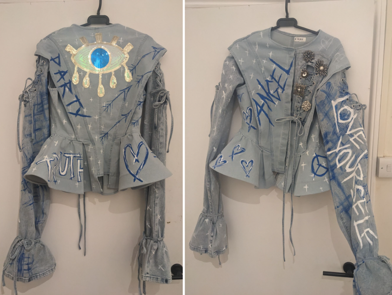 Hand-painting denim pieces