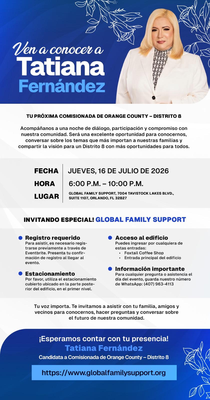 Ven a conocer a Tatiana Fernández Candidata a Comisionada pr el Dustrito 8