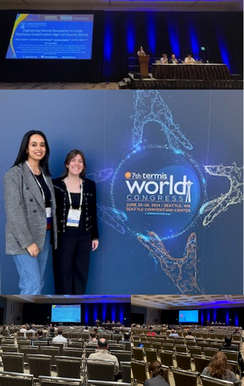 PhD candidates Nadia Rodriguez, Kaoutar Chattahy and Aliaa Karam proudly presented their work at the 7th TERMIS World Congress held in Seattle, USA, 25-28 June 2024, taking part to global discussions on the latest research advancements in osteochondral and meniscal tissue engineering.