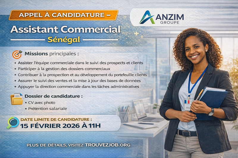 📢 APPEL À CANDIDATURE – ASSISTANT COMMERCIAL