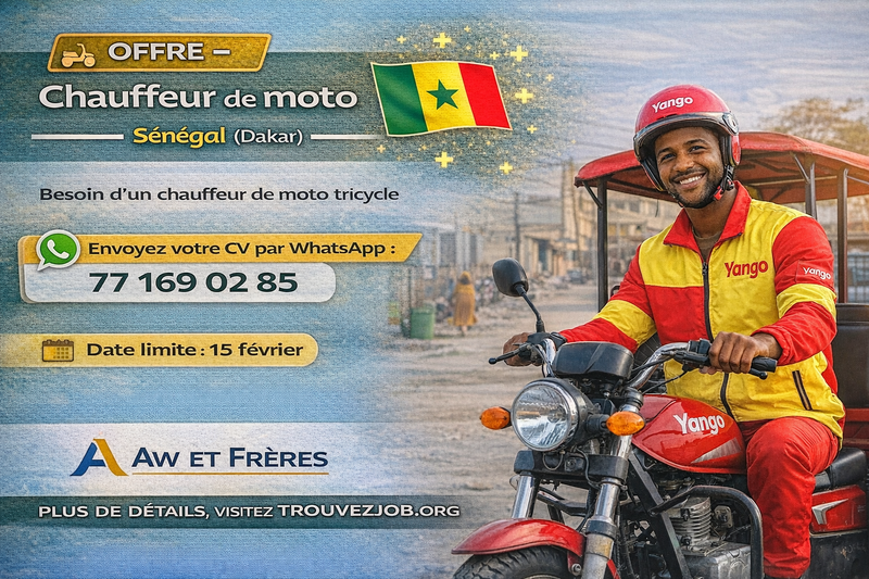 🛵 Offre – Chauffeur de moto (Yango) – Sénégal
