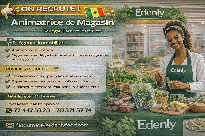 🛒 Offre – Animatrice de magasin – Sénégal