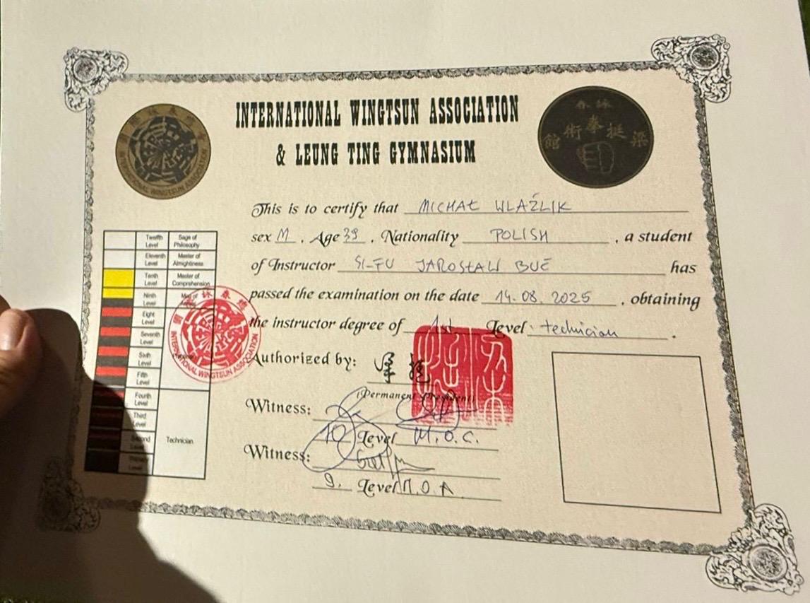 1st Degree of Wing Tsun Master