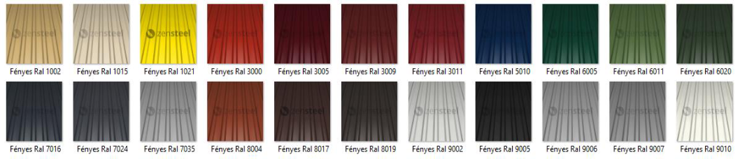 fényes trapézlemez színskála