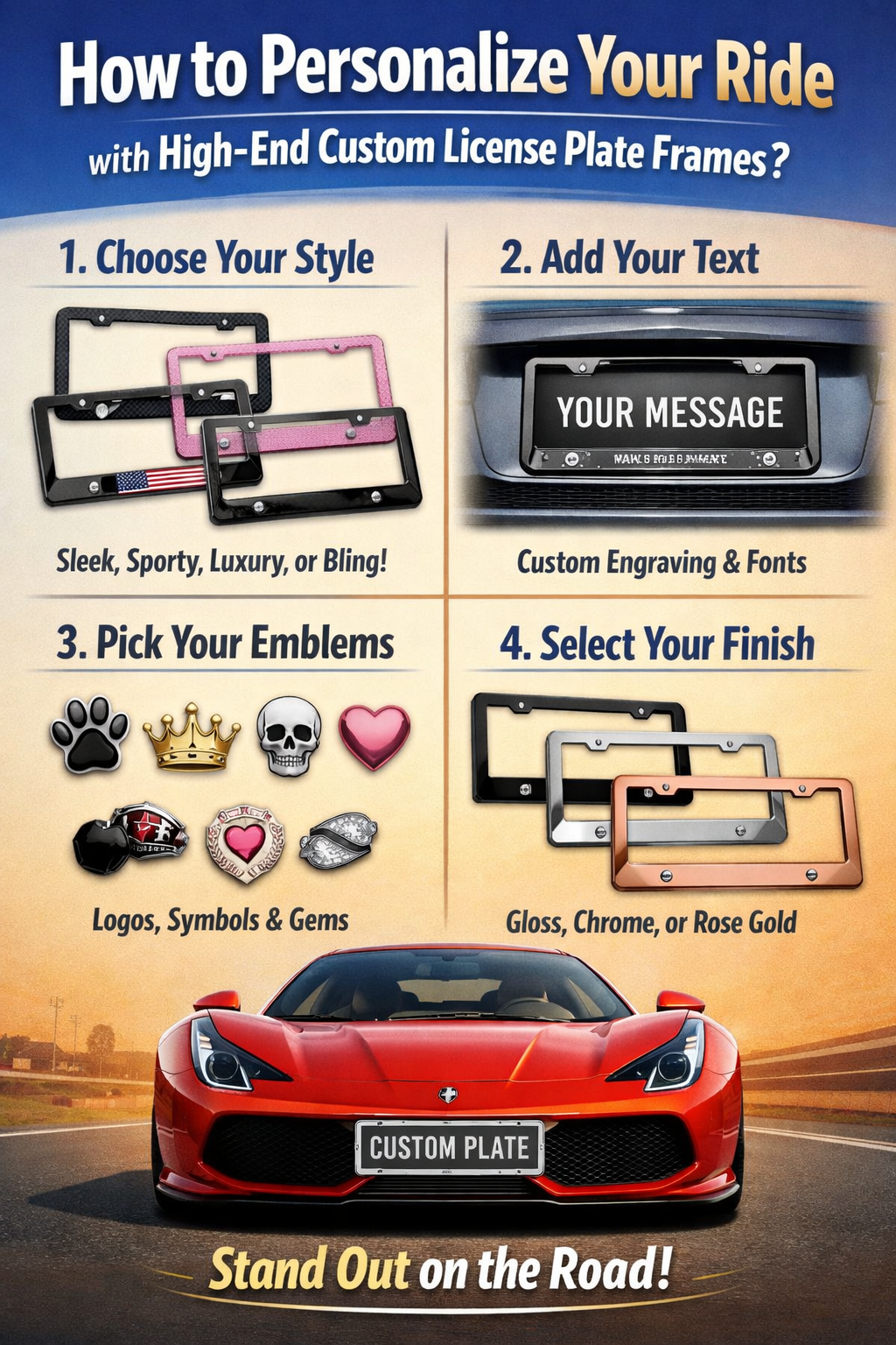 High-End Custom License Plate Frames