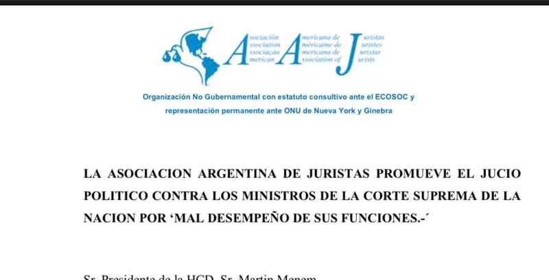 Compartimos el pedido de juicio político contra los ministros de la Corte Suprema
