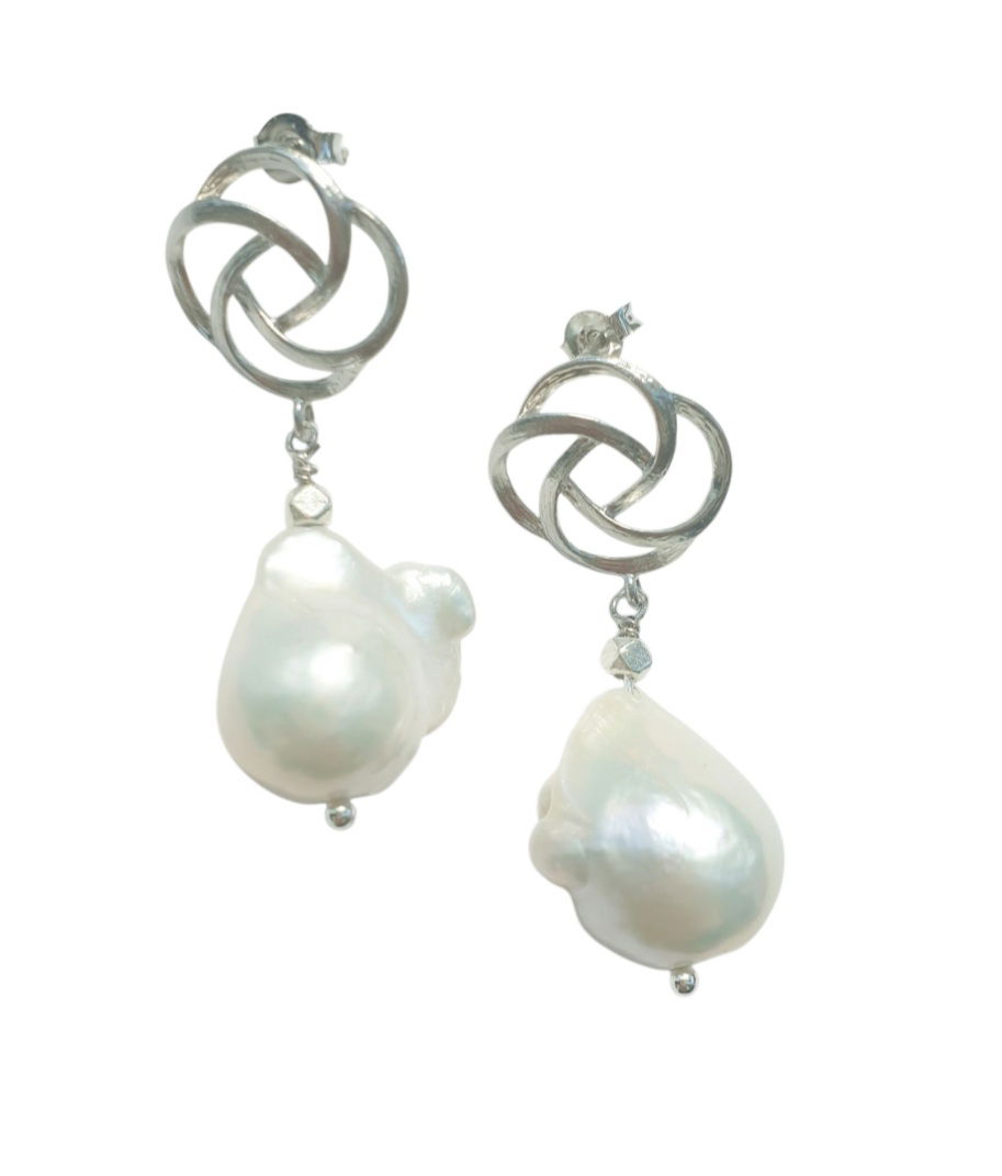 Baroque pearl earrings on silver studs