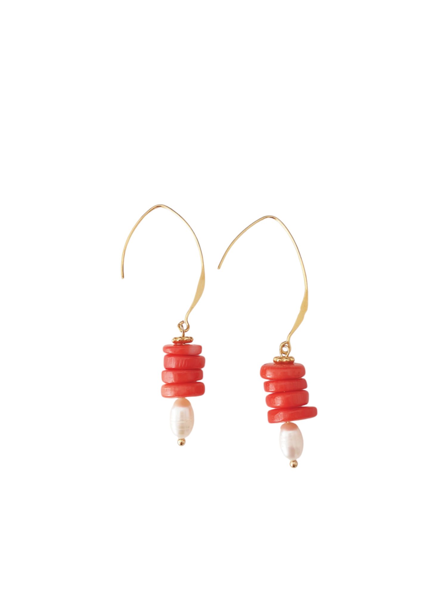 Coral and pearl earrings