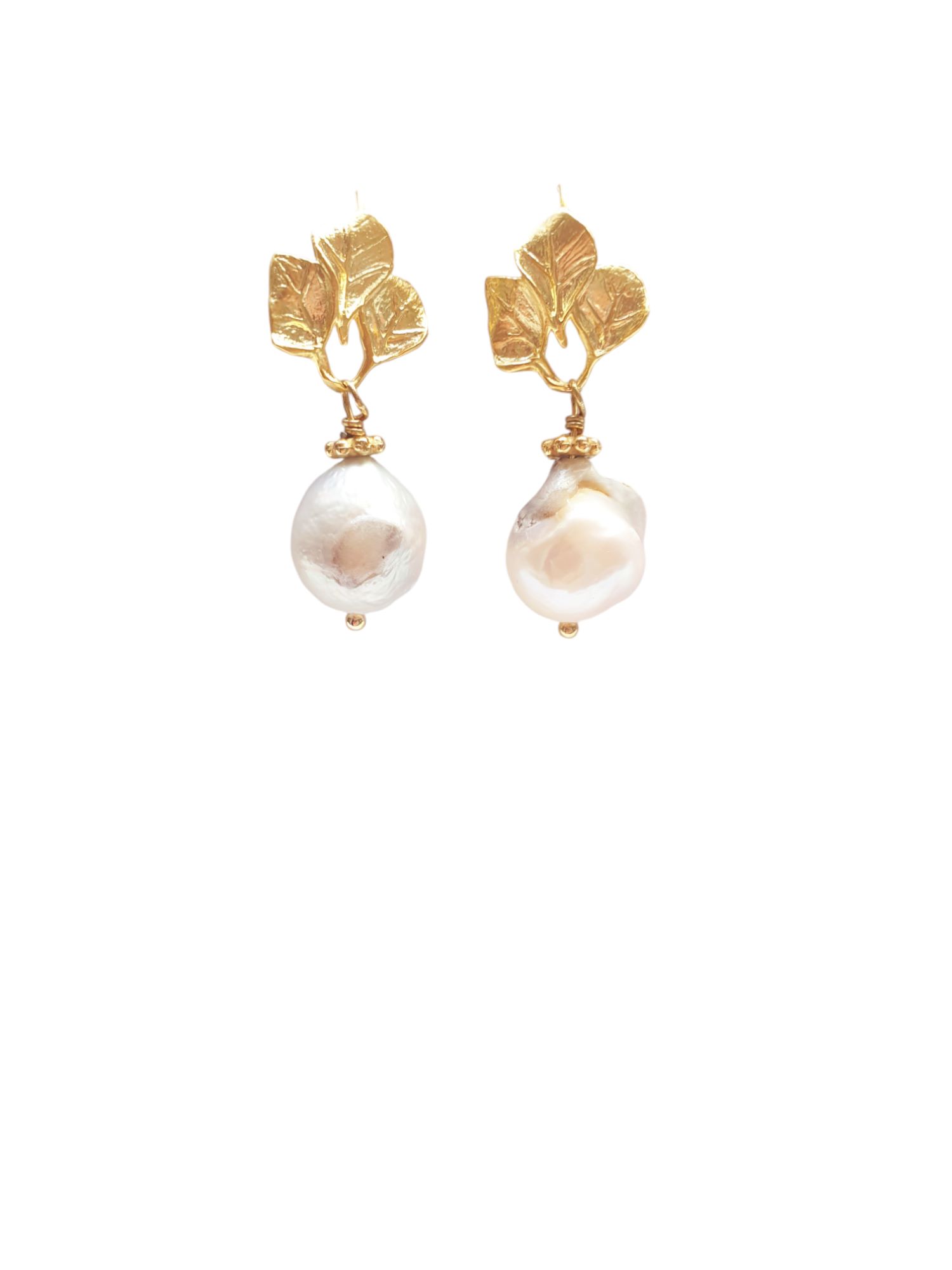 Baroque pearl on gold plated earrings