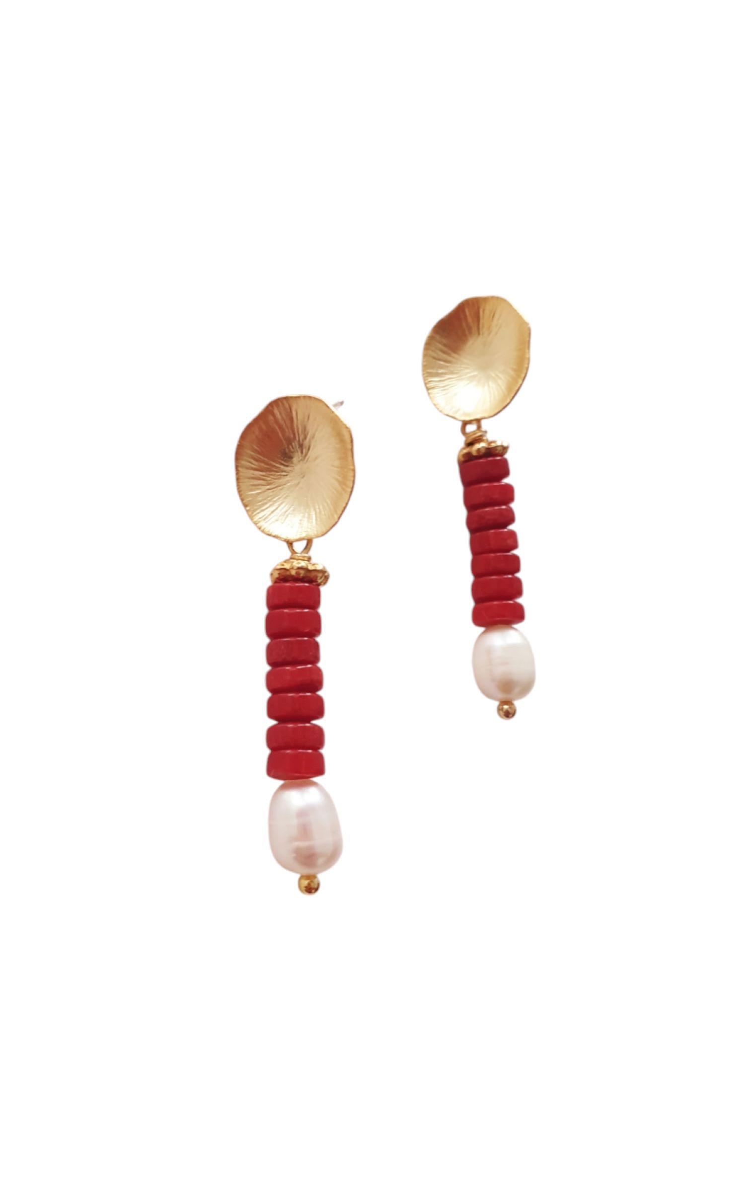 Pearls And Coral Earrings
