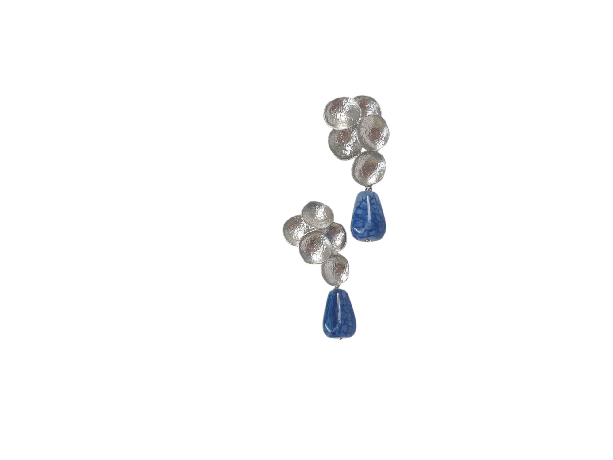 Teardrop agate on silver plated studs
