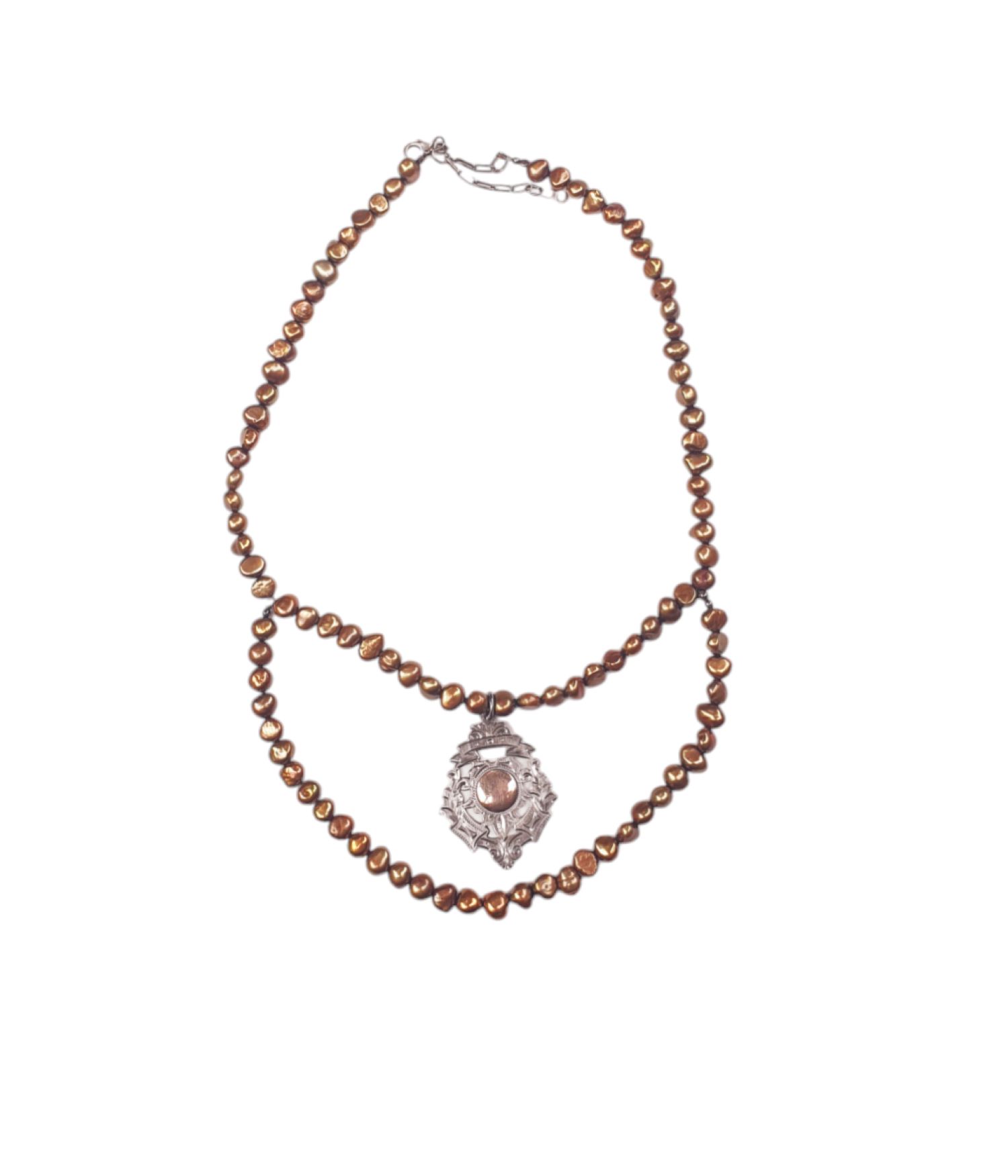 Loyalty - one of a kind bronze pearls necklace