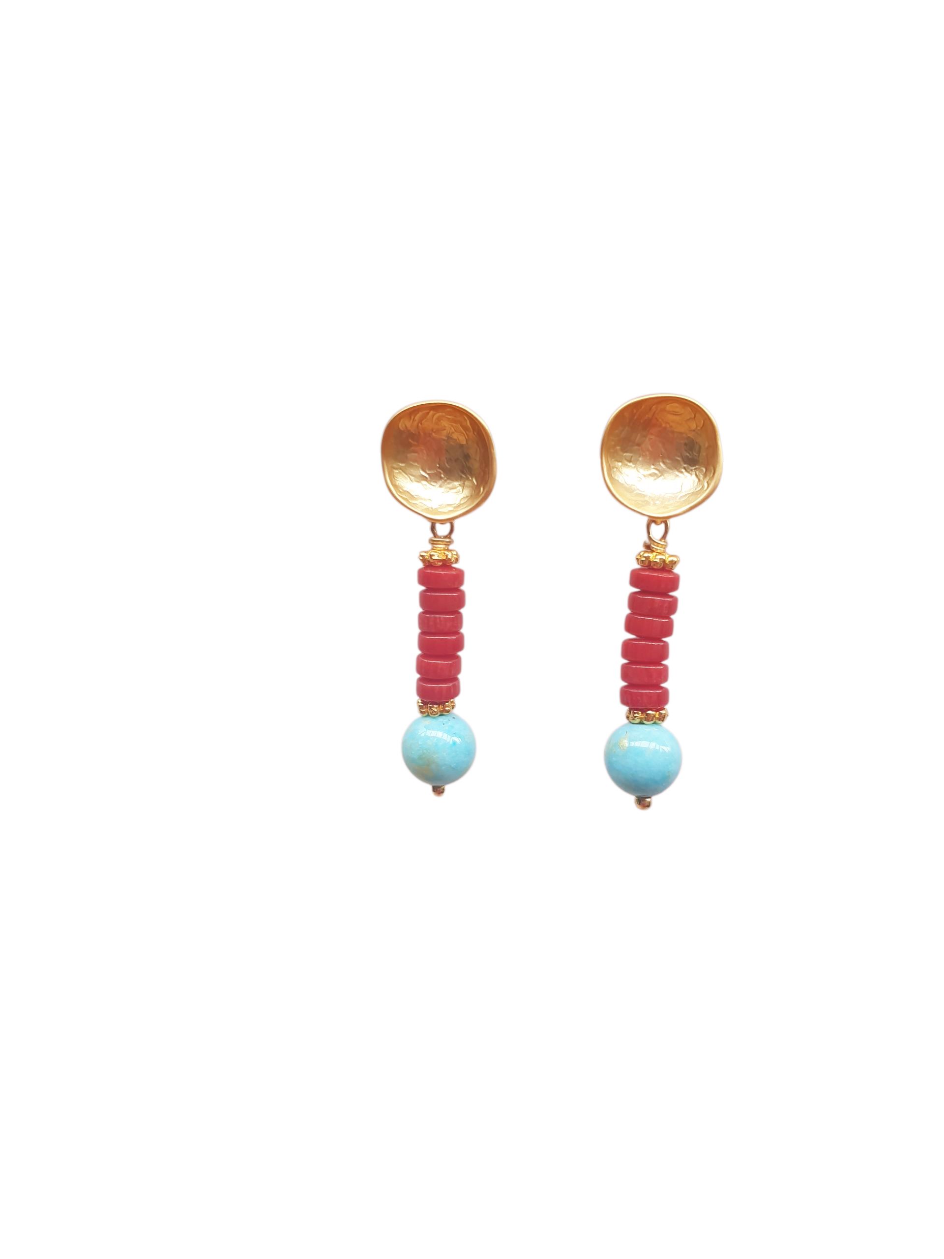 Coral and jade earrings