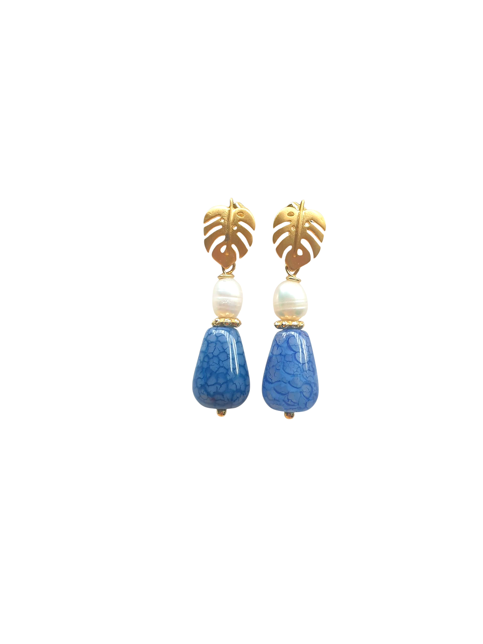 Agate and pearl earrings