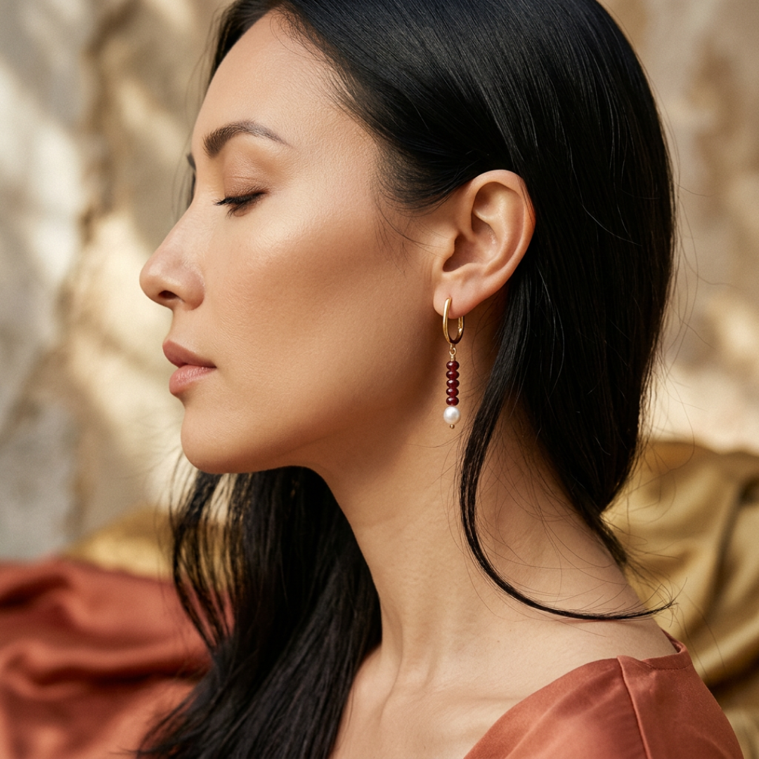 Malaysia jade and freshwater pearl earrings