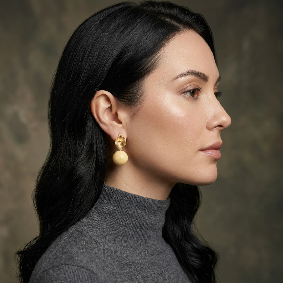 Coral on gold-plated earrings