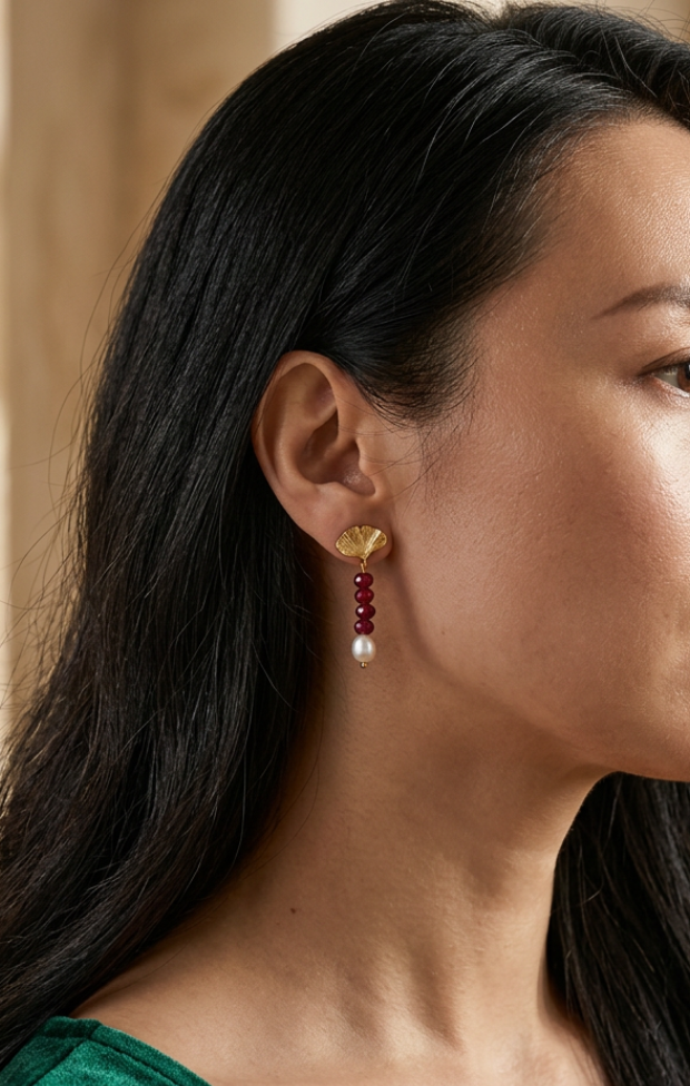 Malaysia jade and pearls earrings