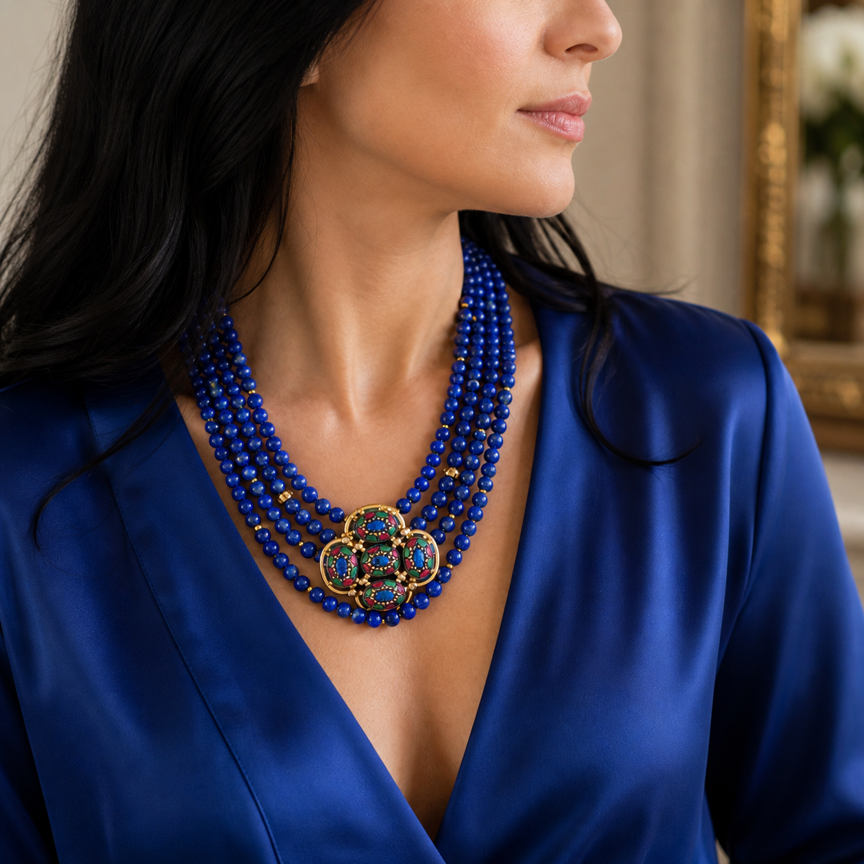 Lapis lazuli with Sarah Coventry brooch