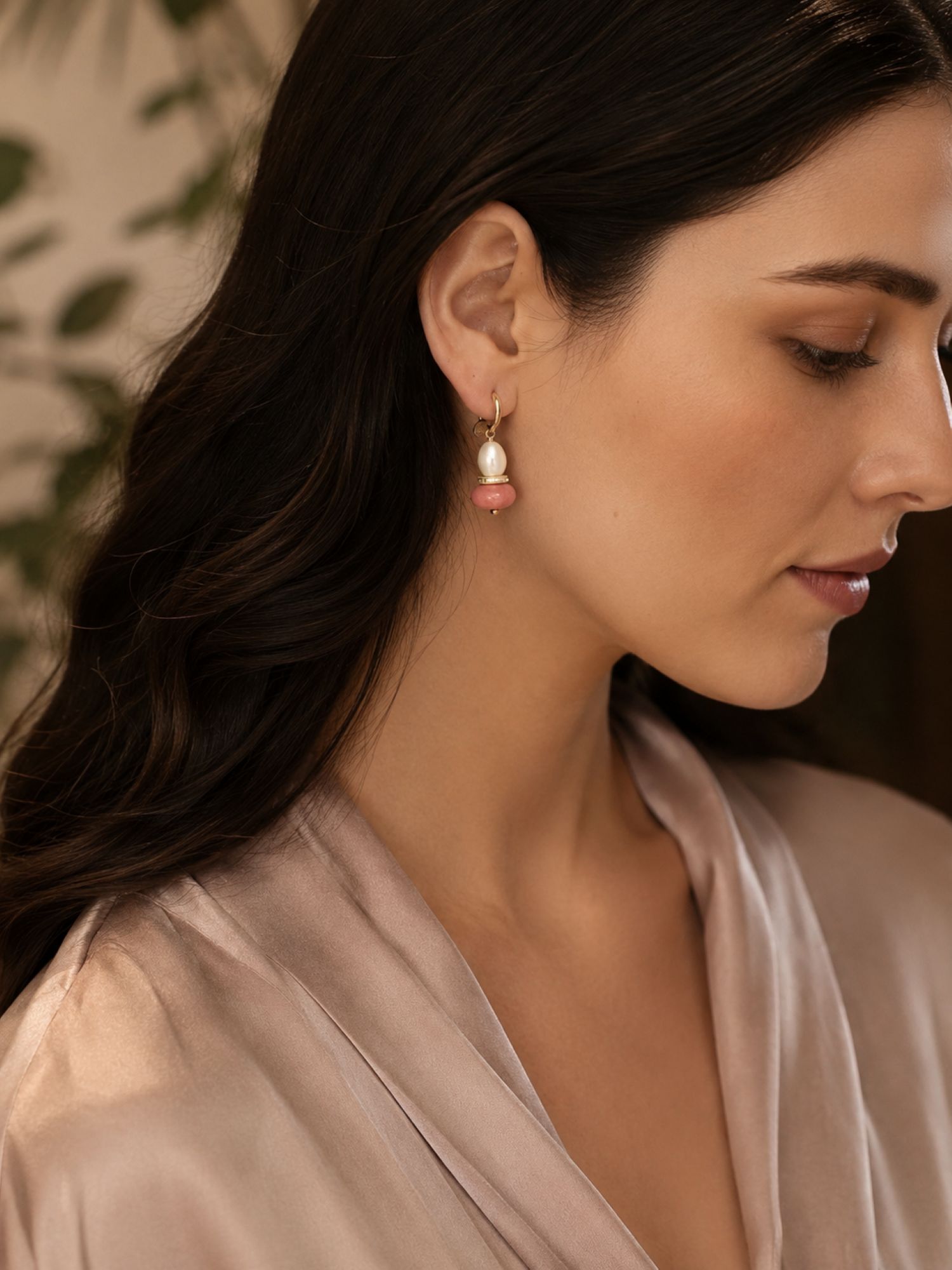 Pink Agate & Freshwater Pearl Earrings