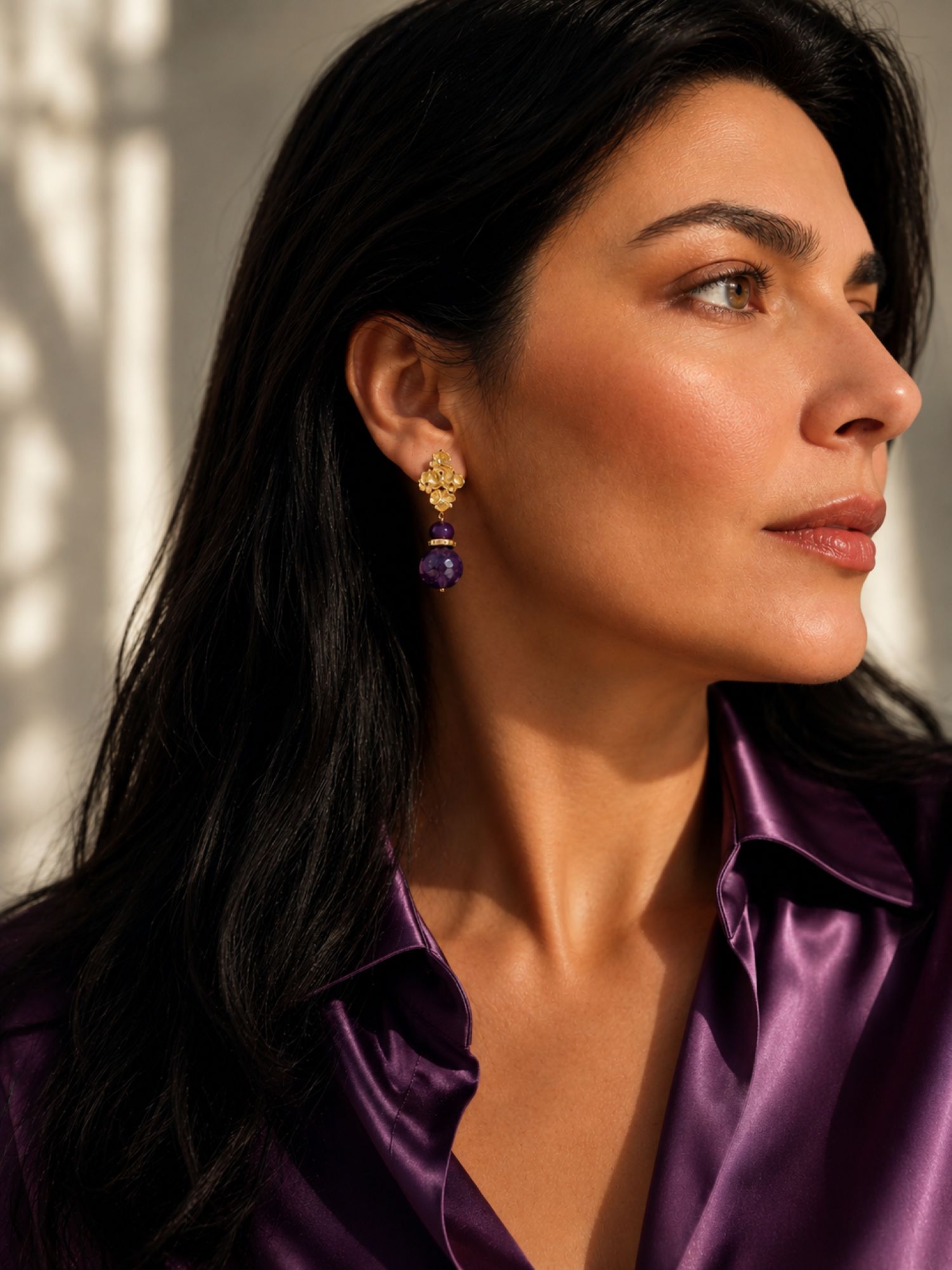 Amethyst and agate clip-on earrings