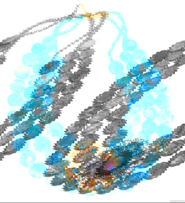 One of a kind blue crazy lace agate necklace