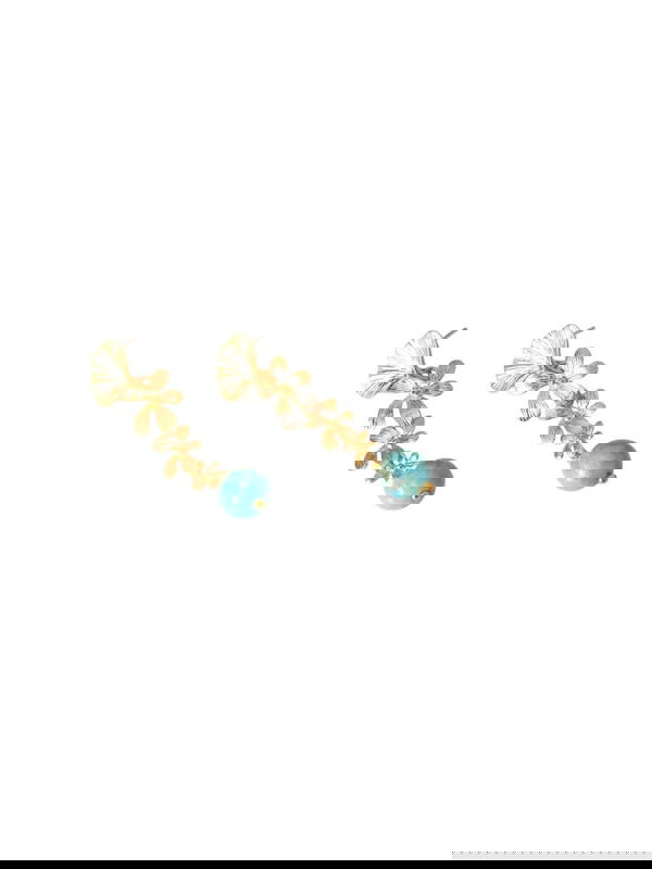 Flower earrings with jade