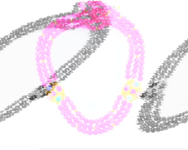 One of a kind pink jade necklace