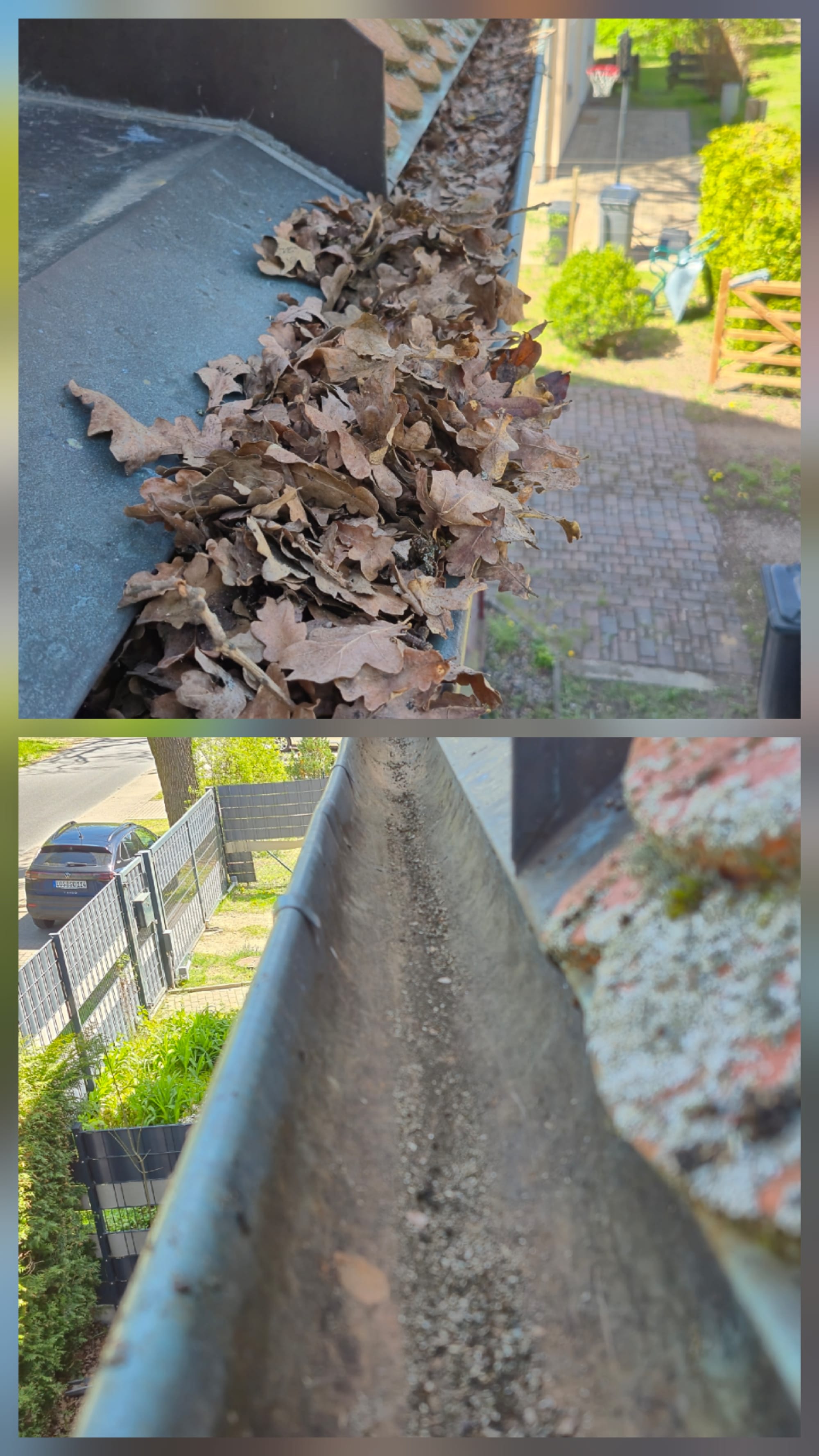 Dachrinnenreinigung Vorher-Nachher