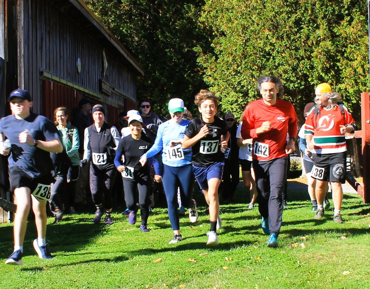 Group of runners on grass