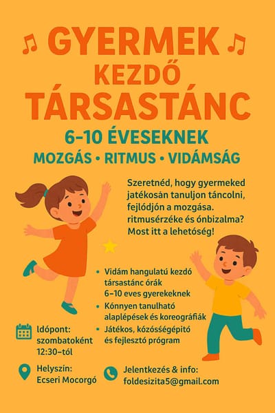 Társastánc tanfolyam gyerekeknek (6-10 és 10-15 éves korosztálynak)
