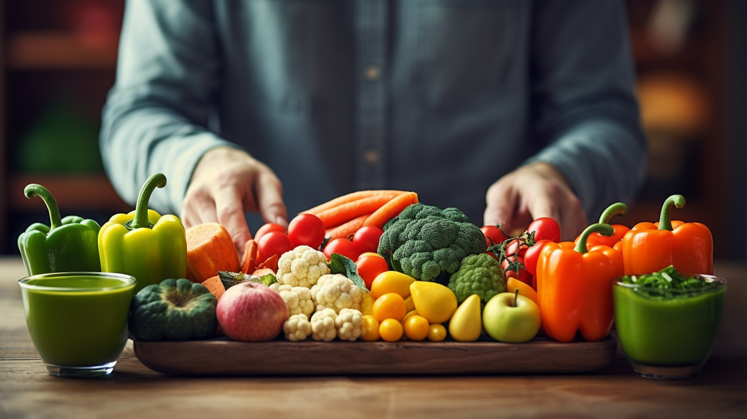 Person enjoying a healthy, balanced diet with a focus on crunchy fruits and vegetables, lifestyle choice for oral health