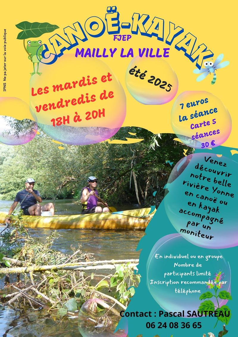 Encadrement canoë-kayak pendant l'été - Partenariat avec le FJEP